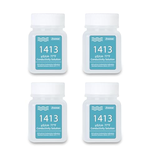 UIUZMAR 1413 μS/cm Kalibrierlösung, Leitfähigkeit Standard Pufferlösung für EC Messgerät Hydroponik und TDS Messgerät, 4 Flaschen à 50 ml von UIUZMAR