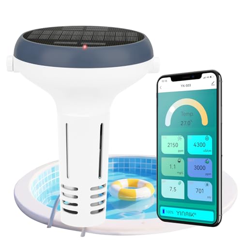 UIUZMAR Intelligenter pH und Chlor Messgerät Poolmonitor, 7-in-1 pH Salz EC TDS freies Chlor ORP und Thermometer für Schwimmbad, Schwimmender Solarbetriebener Chlormonitor für Whirlpool UIUZMAR Intelligenter pH und Chlor Messgerät Poolmonitor, 7-in-1 pH Salz EC TDS freies Chlor ORP und Thermometer für Schwimmbad, Schwimmender Solarbetriebener Chlormonitor für Whirlpool von UIUZMAR