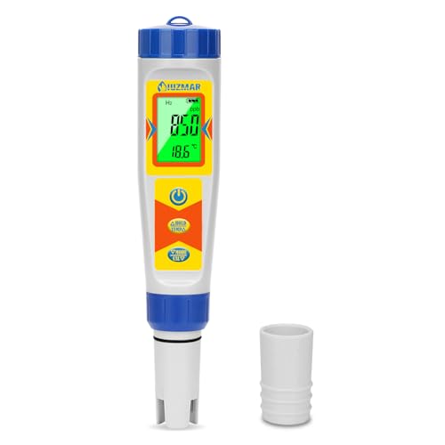 UIUZMAR Wasserstoff Messgerät und pH Messgerät Wasser, Wasserstoff Wasserflaschentester für Trinkwasser, 6 in 1 Wasserqualitätstester Mit pH H2 ORP TDS EC TEMP Funktion für Pool, Whirlpool, Hydroponik von UIUZMAR