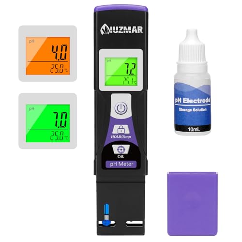 UIUZMAR Wasser pH Tester, Digitales pH Wert Messgerät mit pH Teststreifen Farbdisplay für Pool, Hydroponik, Aquarien, Messung des pH Werts von Trinkwasser, Schwimmbäder, Whirlpools, Jacuzzis von UIUZMAR
