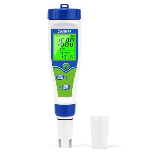 pH Salz Messgerät Multifunktionale Pool Wassertester für Schwimmbad Update 5 in 1 pH TDS EC Salzgehalt Tester für Wasser Hydroponik Aquarium Tank von UIUZMAR