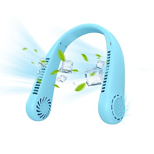3 Speed Hanging Bladeless Fan, 360 Degrees Airflow Neck Fans USB Rechargeable for Men Women ﻿ (blue) von UIXENI