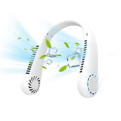 3 Speed Hanging Bladeless Fan, 360 Degrees Airflow Neck Fans USB Rechargeable for Men Women ﻿ (white) von UIXENI