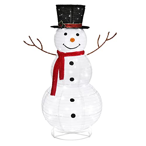 4ft Lighted Christmas Snowman Outdoor Decorations, Weather Proof 90 LEDs Prelit Snowman Ornament with Stakes Home Yard Decor von UIXENI