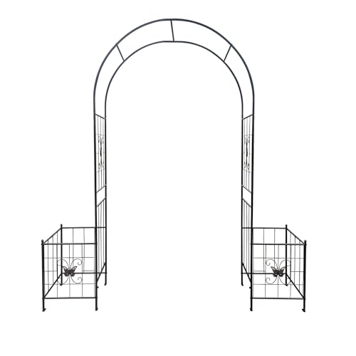 7.15ft Metal Garden Arch with Planter Box, Rose Vines Climbing Plant Support Archway for Lawn Backyard Wedding von UIXENI