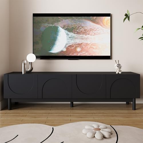 TV Unit Cabinet Stand Sideboard 169 cm Long with 4 Doors Adjustable Shelf Entertainment Living Room Dining Room and Bedroom (Black) von UIXENI