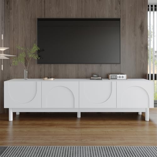TV Unit Cabinet Stand Sideboard 169 cm Long with 4 Doors Adjustable Shelf Entertainment Living Room Dining Room and Bedroom (White) von UIXENI
