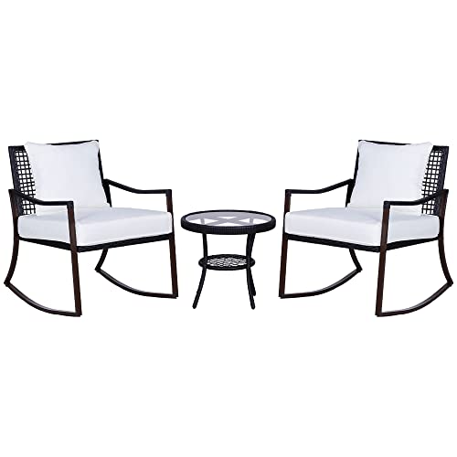UIXENI 3-Piece Garden Furniture Set, Balcony Set with 2 Chairs and Table, Patio Furniture Seating Set for 2 Person von UIXENI