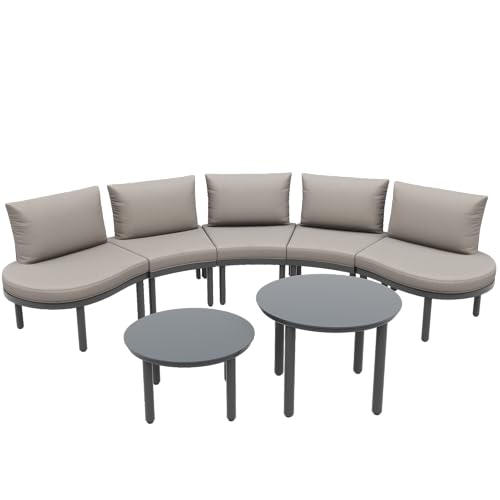 UIXENI Balcony Lounge Set for 5 People, Corner Sofa Patio Seating Corner Set Garden Conservatory von UIXENI