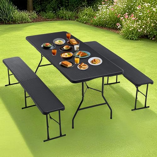 UIXENI Beer Tent Set, Foldable, Set of 2 Beer Bench and 1 Beer Table for up to 8 People von UIXENI