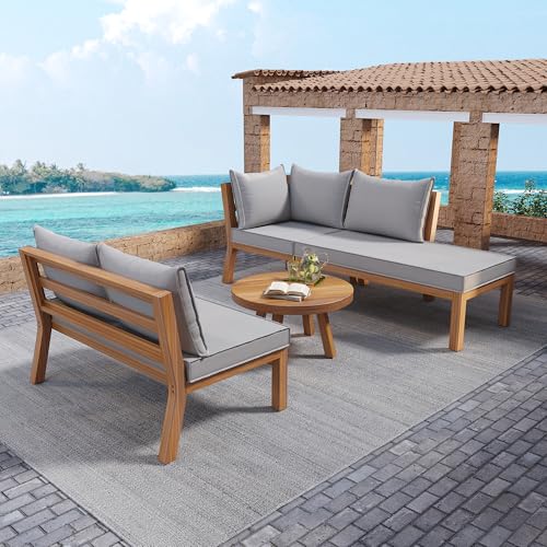 UIXENI Corner Sofa Lounge Set with Cushions, Garden Patio Seating Corner Set Conservatory ﻿ (Grey) von UIXENI