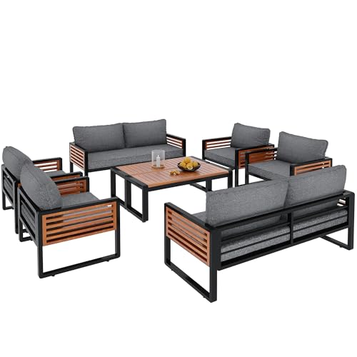 UIXENI Garden Furniture Set 4 Seater with Cushions, Lounge Set with 2 2-Seater Sofa, 4 Armchairs and 1 Table, Outdoor Patio Seating Set for 8 People von UIXENI