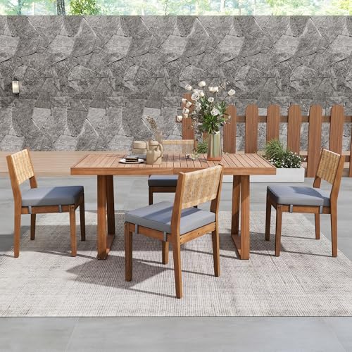 UIXENI Garden Furniture Set for 4 People, Table and Chairs Set, Balcony Patio Furniture Outdoor Backyard Terrace (Grey) von UIXENI