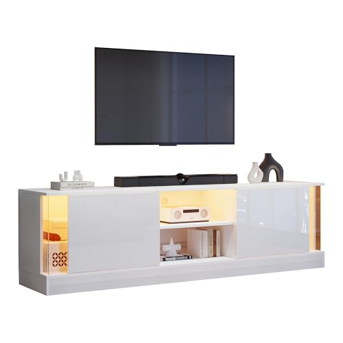 UIXENI High Gloss TV Cabinet, LED Lowboard for TVs up to 70 inches, TV Stand for Living Room, Bedroom von UIXENI