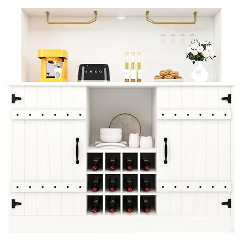 UIXENI Kitchen Buffet Cabinet with Worktop, Doors, Glass Holders, Storage Cabinet Sideboard for Dining Room, 120 x 40 x 120 cm von UIXENI