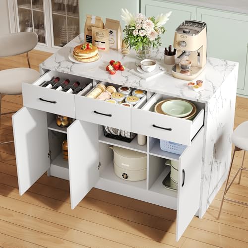 UIXENI Kitchen Sideboard Storage Cabinet with 3 Drawers and 3 Doors for Living Room, Dining Room von UIXENI