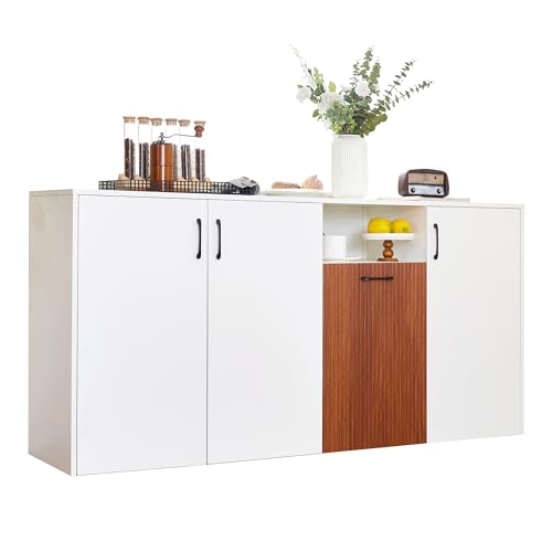 UIXENI Kitchen Storage Cabinet with 4 Doors, Buffet Sideboard with Worktop for Dining Room, Living Room UIXENI Kitchen Storage Cabinet with 4 Doors, Buffet Sideboard with Worktop for Dining Room, Living Room von UIXENI