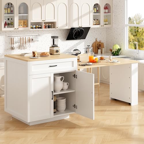 UIXENI Modern Extendable Bar Table Dining Bistro Table with Storage Space von UIXENI