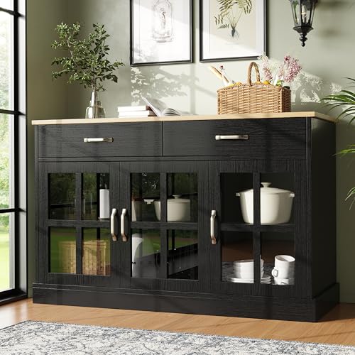 UIXENI Modern Sideboard Chest of Drawers with Drawer and Door for Living Room, Dining Room and Hallway (Black) von UIXENI