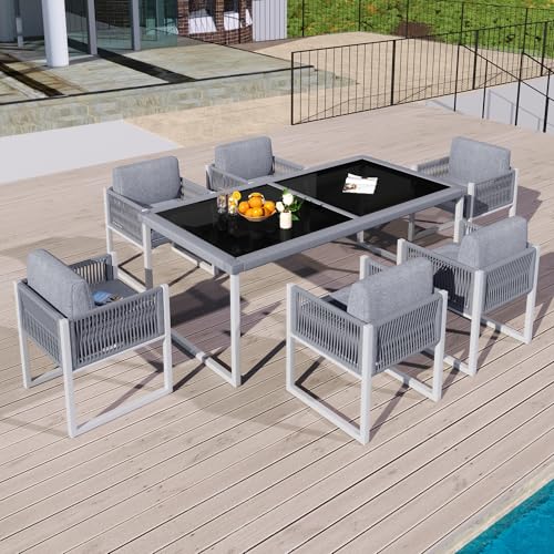 UIXENI Patio Furniture Garden Lounge Set of 6 Garden Chairs Balcony Furniture Set Kitchen Table and Chairs von UIXENI