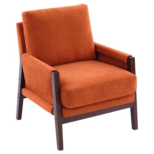 UIXENI Retro Armchair Recliner Chair with Backrest Single Chair with Solid Wood Frame (Orange) von UIXENI