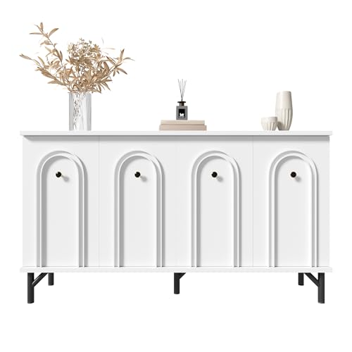 UIXENI Sideboard Storage Cabinet for Living Room Dining Room Kitchen Chest of Drawers Cabinet Buffet with 4-Door, Adjustable Shelf von UIXENI