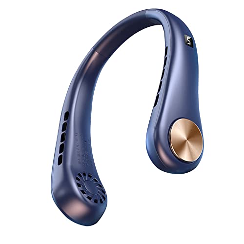 UIXENI USB Wearable Hands Free Fan, 5 Speed Cooling Rechargeable Personal Fan Leafless for Women Men (blue) von UIXENI