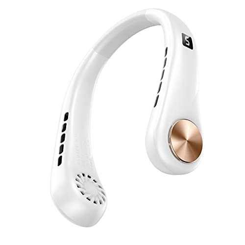 UIXENI USB Wearable Hands Free Fan, 5 Speed Cooling Rechargeable Personal Fan Leafless for Women Men (white) von UIXENI
