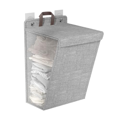 Hängender Wäschekorb, über der Tür Hängender Wäschekorb für Schmutzige Kleidung, Organizer, Faltbarer Wäschekorb Zum Aufhängen an der Wand für Badezimmer, Kleiderschrank,(Grey M Size) von UIYIHIF