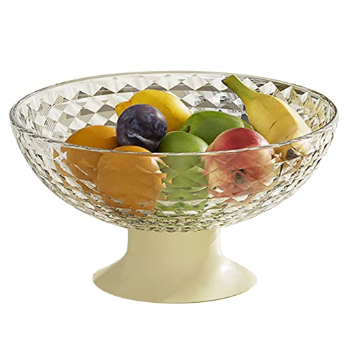 Obstschale mit Fuß, Obsttablett aus Kunststoff, Obsthalter mit Abtropflöchern und Obstteller-Mittelstück für die Küchentheke, Dekorativ(Transparente Farbe) von UIYIHIF