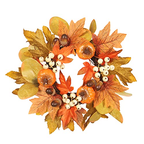 UIYIHIF 12-Zoll-Herbst-Kerzenringe, Künstliche Ahornblätter und Beerengirlande für Kerzenständer, Herbstkranz-Kerzenhalter für Bauernhaus-Herbst-Thanksgiving-Halloween-Tischdekoration(ohne Licht) von UIYIHIF