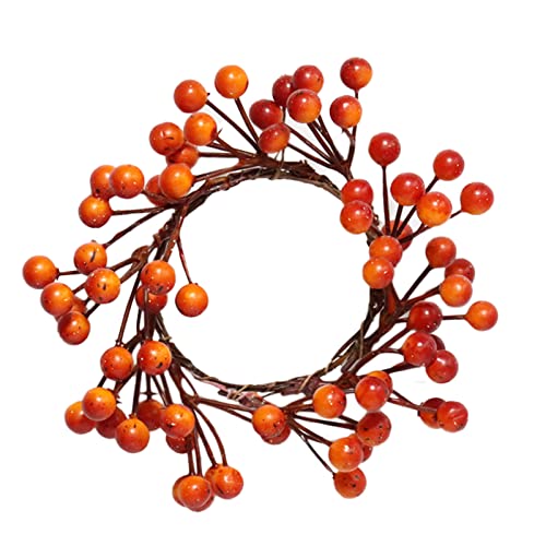 UIYIHIF Kleiner Kranz, Kerzenring, Sternzweig, Kranzringe, Kerzenkranz, Beerenringe, Bauernhaus-Kerzenringe, Perfekte Winterkränze für Kerzen(orange) von UIYIHIF