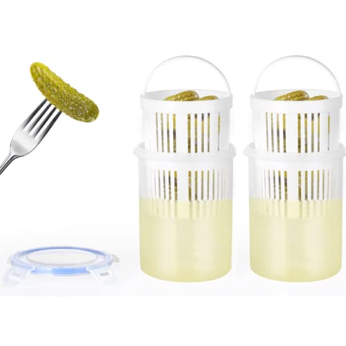 UIYIHIF Pickle and Oliven Glas Behälter mit Sieb, auslaufsicher, luftdicht, Kimchi-Glas, Safttrenner, Gurken Oliven Behälter für Sauerkraut Senfgrün Aufbewahrung von UIYIHIF