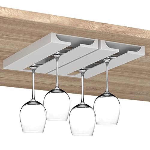 UIYIHIF Unter Dem Regal Weinglashalter, Stanzfreier Weinglasständer, Hängender Weinglashalter, Kelchhalter für Bar, Kelch, Bar, Arbeitsplatte, Champagnerglas-Aufhänger(weiß 2St) von UIYIHIF