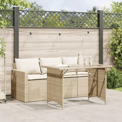 UJCHVHN 2er Set Garten-Esszimmer mit Beige Polyrattan Kissen, Gartenmöbel Sets von UJCHVHN