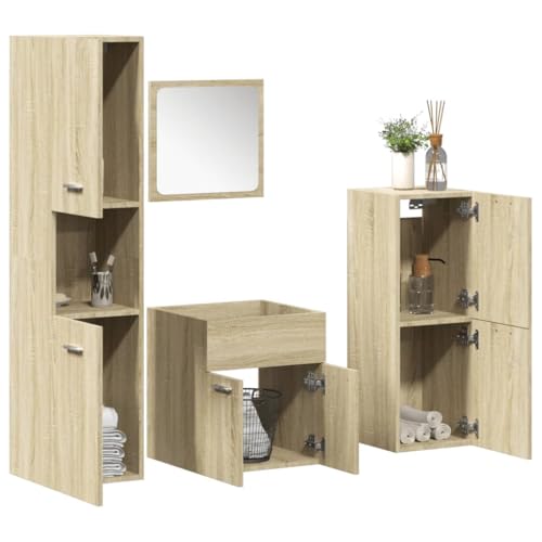 UJCHVHN 3-teiliges Badmöbel-Set Sonoma Eiche Engineered WoodSets Badezimmer-Sets von UJCHVHN