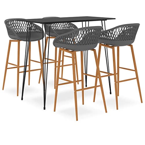 UJCHVHN 5-teiliges Bar-Set, schwarz und grau, Möbelsets, Küchen- und Esszimmermöbel-Sets von UJCHVHN