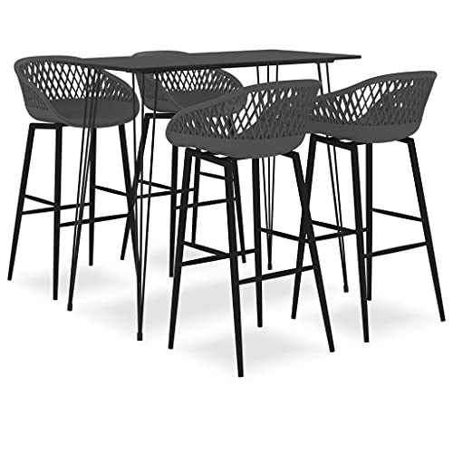 UJCHVHN 5-teiliges Bar-Set, schwarz und grau, Möbelsets, Küchen- und Esszimmermöbel-Sets von UJCHVHN