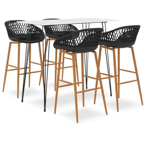 UJCHVHN 5-teiliges Bar-Set, weiß und schwarz, Möbelsets, Küchen- und Esszimmermöbel-Sets von UJCHVHN