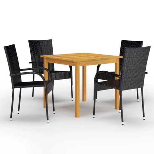 UJCHVHN 5-teiliges Garten-Esszimmer-Set, schwarz, Outdoor-Sets UJCHVHN 5-teiliges Garten-Esszimmer-Set, schwarz, Outdoor-Sets von UJCHVHN