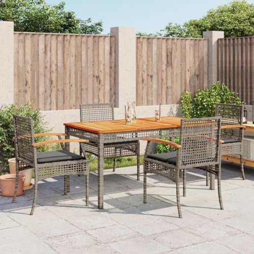 UJCHVHN 5-teiliges Garten-Esszimmer-Set mit Kissen, Poly-Rattan, Outdoor-Möbel-Sets von UJCHVHN