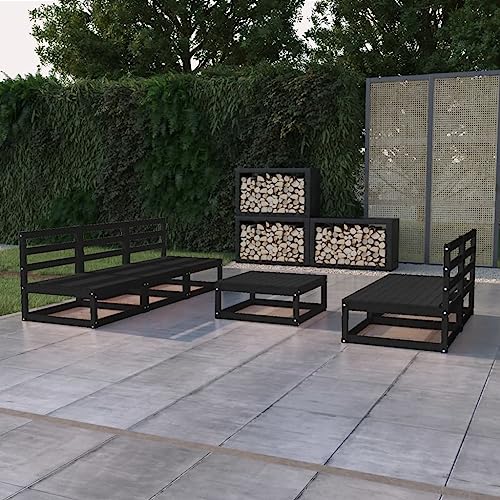 UJCHVHN 6-teiliges Garten-Lounge-Set schwarz massives Kiefernholz Outdoor Sets UJCHVHN 6-teiliges Garten-Lounge-Set schwarz massives Kiefernholz Outdoor Sets von UJCHVHN