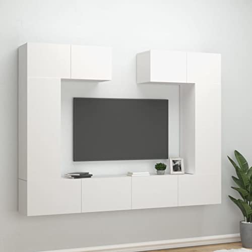 UJCHVHN 6-teiliges TV-Schrank-Set, Holz, Unterhaltungszentren und TV-Ständer, Weiß von UJCHVHN