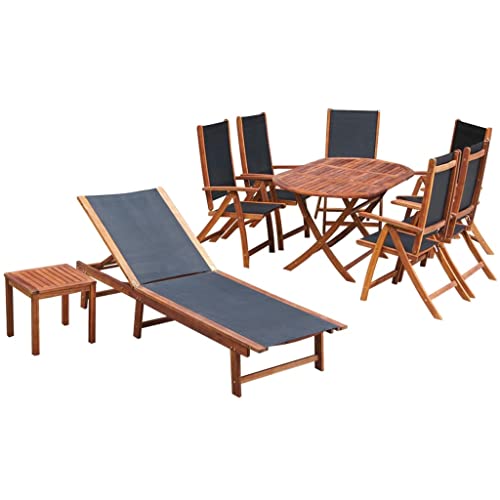 UJCHVHN 9-teiliges Outdoor-Esszimmer-Set mit Kissen, massives Akazienholz, Outdoor-Sets von UJCHVHN