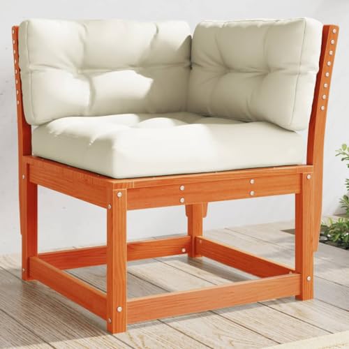 UJCHVHN Artikel-Sofa-Ecke mit Kissen, gewachst, braun, 73 x 73 x 78 cm, massives Kiefernholz, Outdoor-Sitzgelegenheit, Outdoor-Sofas von UJCHVHN
