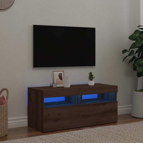 UJCHVHN Artikel-TV-Schrank mit LED-Lichtern Artisan Eiche 90x35x40 cm Holzwerkstoff, Unterhaltungszentren & TV-Ständer von UJCHVHN