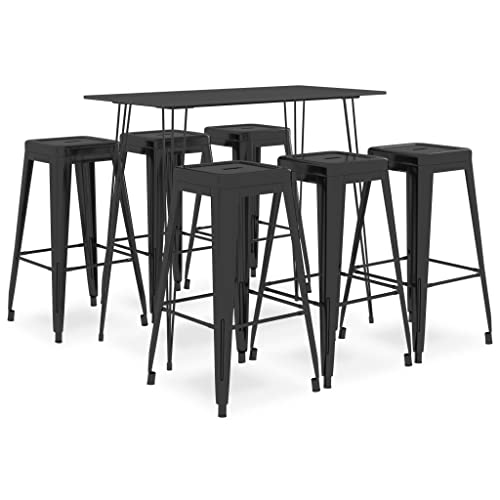 UJCHVHN Artikel: 7-teiliges Bar-Set, schwarz, Möbelsets, Küchen- und Esszimmermöbel-Sets von UJCHVHN