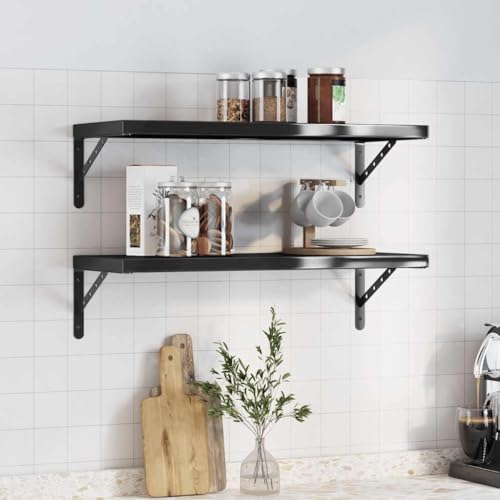 UJCHVHN Artikelwandregale, 2 Stück, 75 x 30 x 3 cm, schwarz, Edelstahl, Regal, Wandregale & Leisten UJCHVHN Artikelwandregale, 2 Stück, 75 x 30 x 3 cm, schwarz, Edelstahl, Regal, Wandregale & Leisten von UJCHVHN