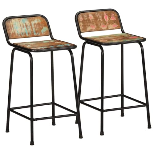 UJCHVHN Barhocker, 2 Stück, 46 x 35,5 x 80 cm, Massivholz, Altholz von UJCHVHN