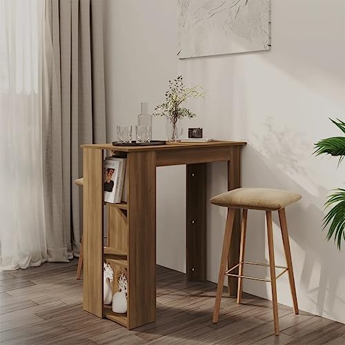 UJCHVHN Bartisch mit Ablage, braune Eiche, 102 x 50 x 103,5 cm, Holzwerkstoff, Küchen- und Esszimmertische von UJCHVHN